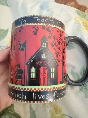 RARE LANG Teacher MUG Red Black To Teach is To Touch Lives Forever 2008